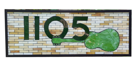House Number Plaque Stained Glass Mosaic with Decorative Element