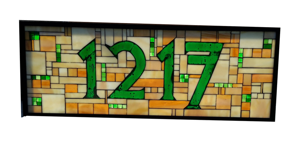 House Number Plaque Stained Glass Mosaic Glass on Glass