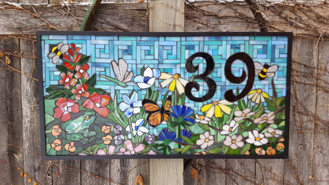 Custom House Number Plaque Wildflower Garden