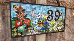 Custom House Number Plaque Wildflower Garden