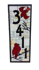 Custom House Number in Stained Glass Mosaic with Two Birds