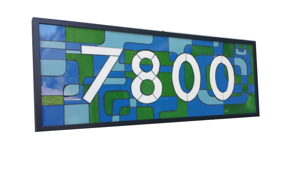 Custom House Number Plaque Stained Glass Mosaic