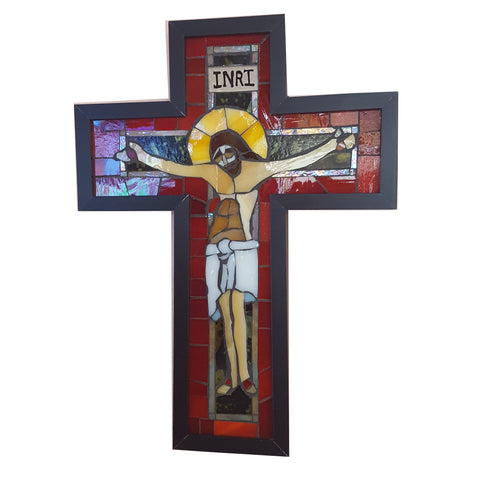 Stylized Crucifix Stained Glass Mosaic